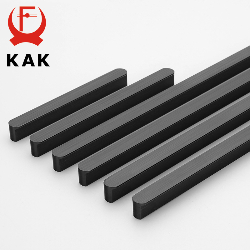 Furniture Hardware Black - KAK アメリカンスタイル黒キャビネットハンドルアルミ合金キッチン食器棚取手引き出しノブロング家具ハンドルハードウェア