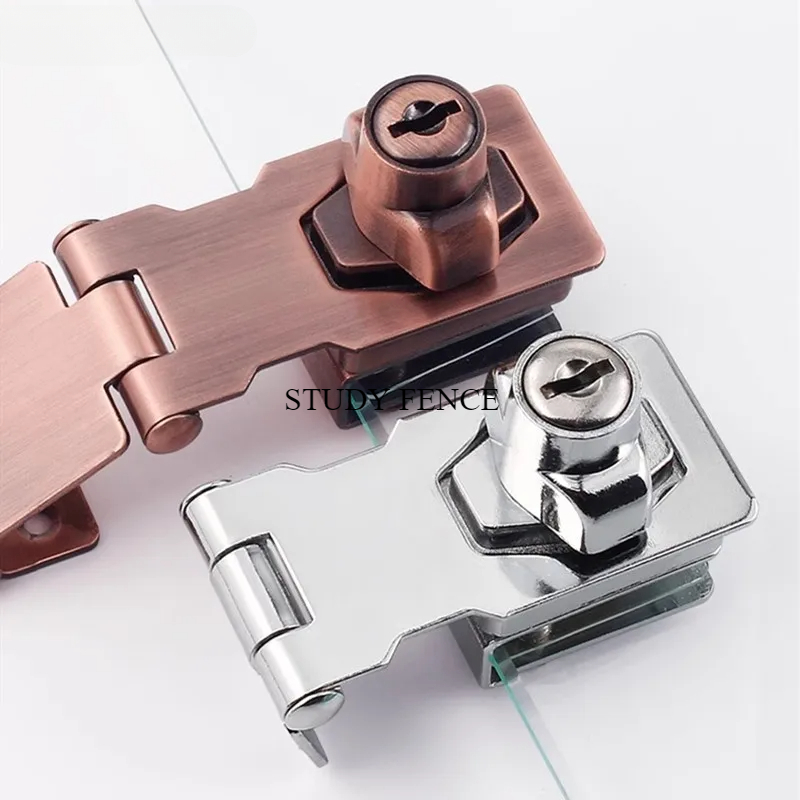 Furniture And Hardware Store - 非パンチガラスドアロックストアキャビネットロック家庭用亜鉛合金ロックバックルキー付き家具ハードウェアアクセサリー