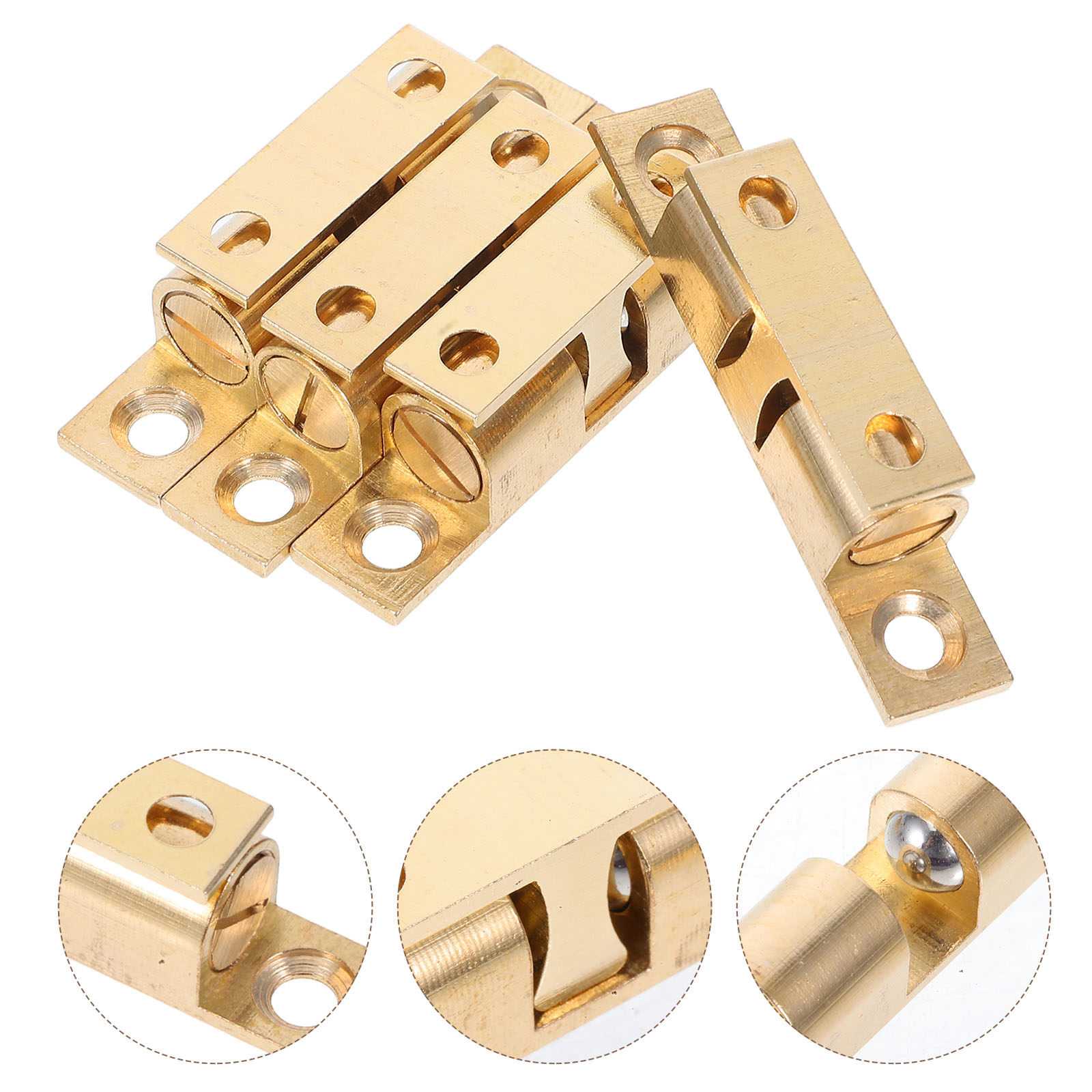 Furniture Hardware Latch - 真鍮製調整可能キャビネットドアキャッチ金具4個セット、ワードローブ、本棚、靴箱、家具用ダブルボールテンションローラーラッチ