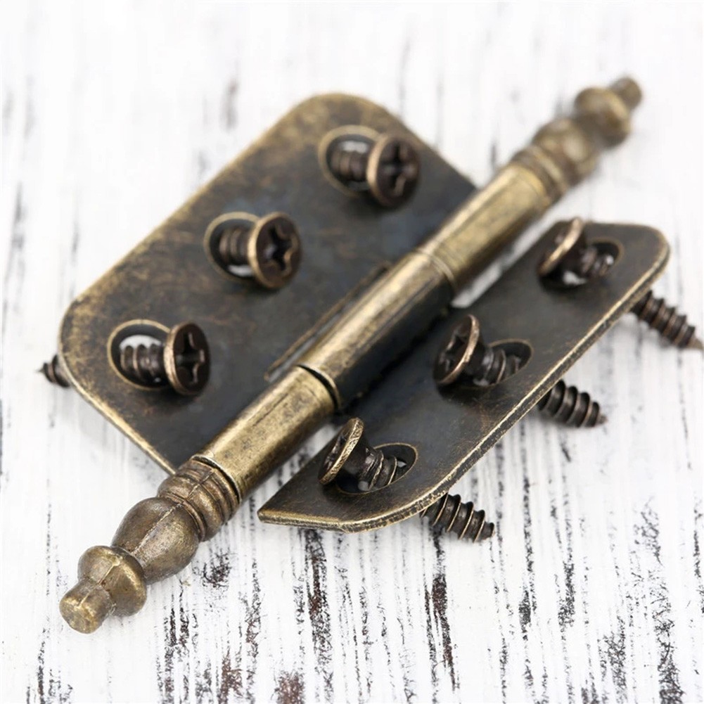 Furniture Hardware Repair - ヒンジ修理プレートアンティークブロンズ王冠ヒンジ6穴ジュエリーギフトボックス装飾キャビネットヒンジネジ付き家具ハードウェア