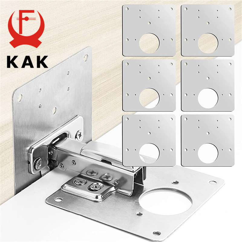 Furniture Hardware Repair - KAK 8 個ヒンジ修理プレートつや消しステンレス鋼キャビネットヒンジ固定プレートブラケットキット取り付けネジ付きドアハードウェア