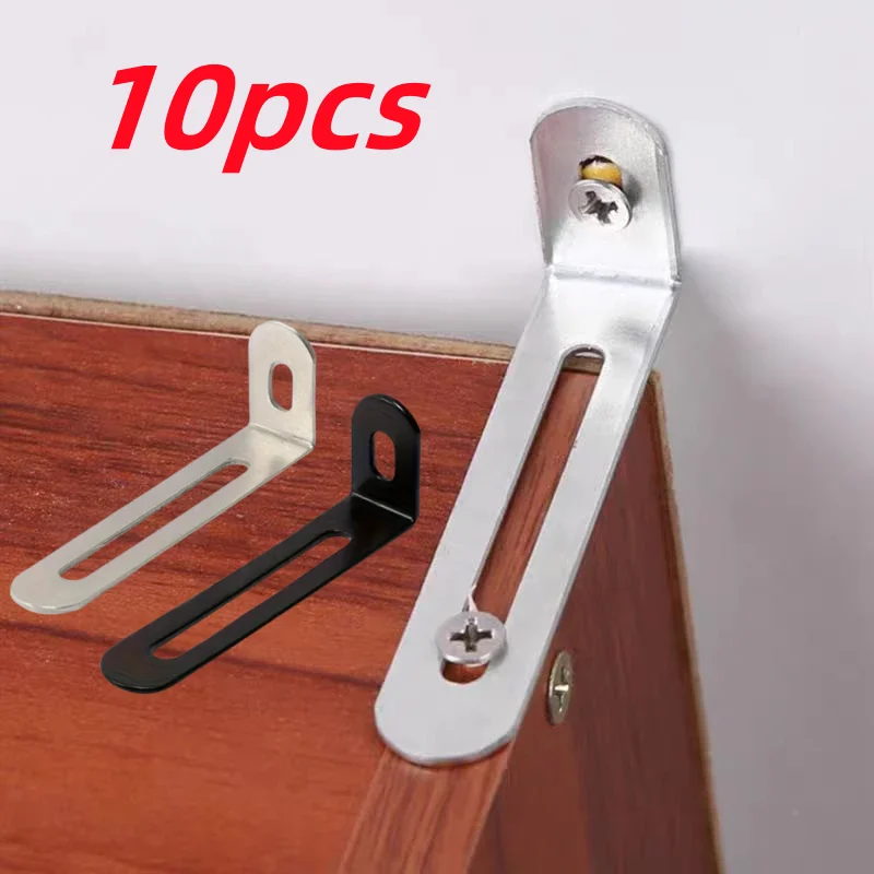 Furniture Hardware Black - 10 個 L 字型調整可能な角度ブラケット ブラック &