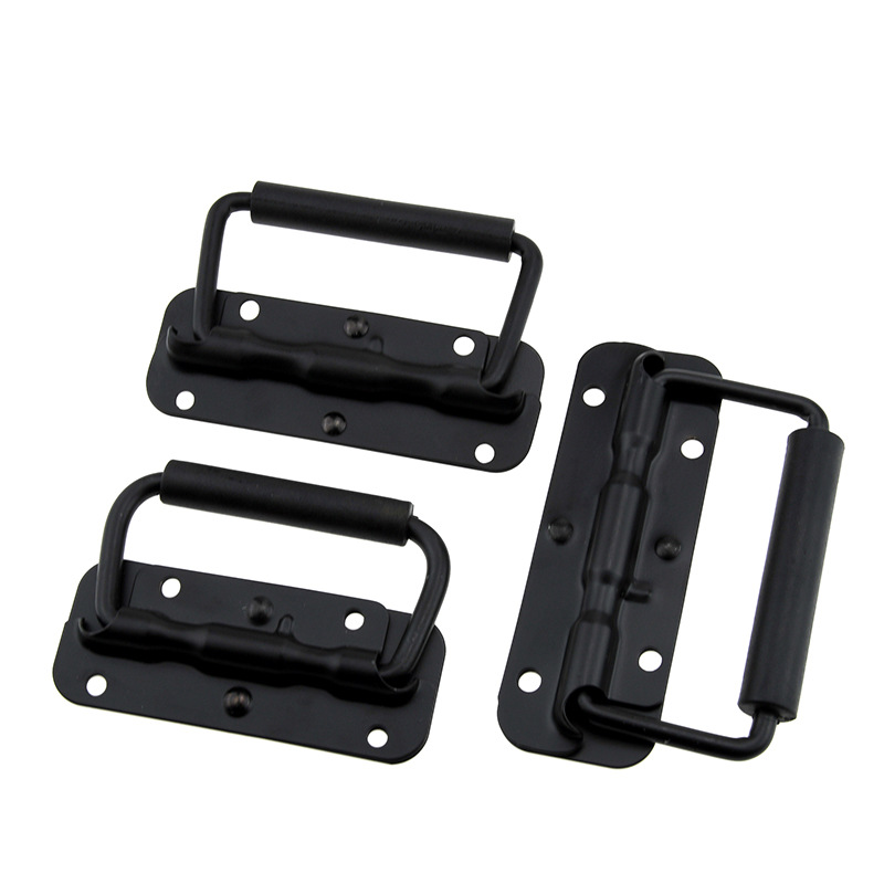 Furniture Hardware Black - 1 個黒荷物スプリングハンドル折りたたみハンドルツールボックス可動リング産業機器キャビネット活動家具ノブプル