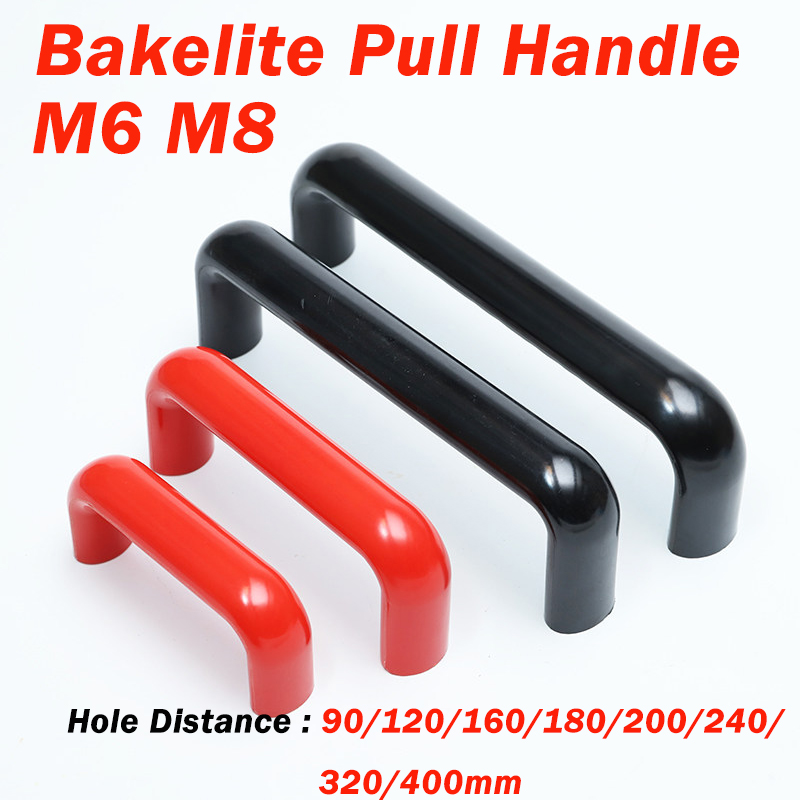 赤/黒楕円形ベークライトハンドル 90〜400mm ナイロン - Furniture Hardware Black のレビューと価格