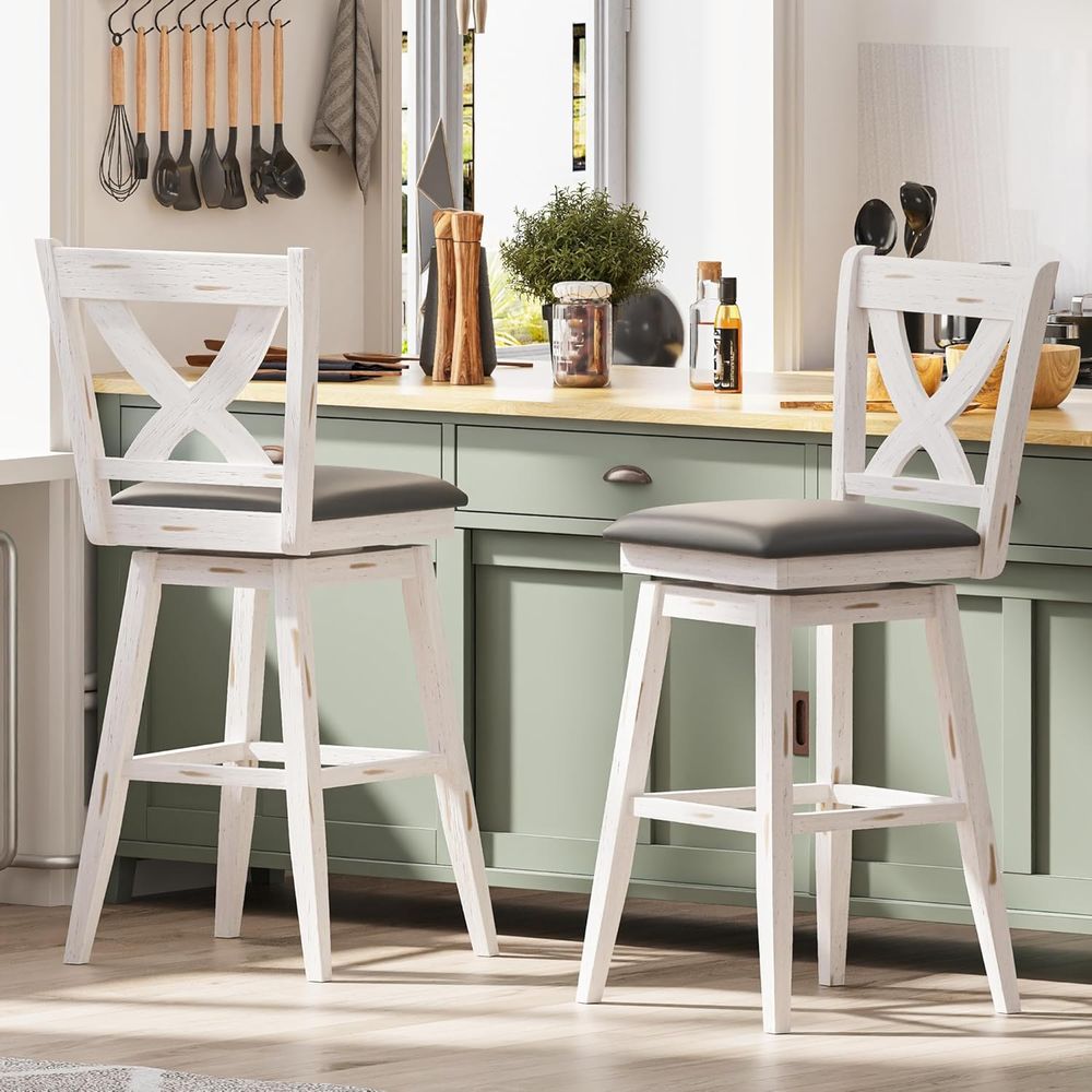 回転式バースツール2脚セット、背もたれ付き29インチバーチェ - Furniture Leg Set のレビューと価格