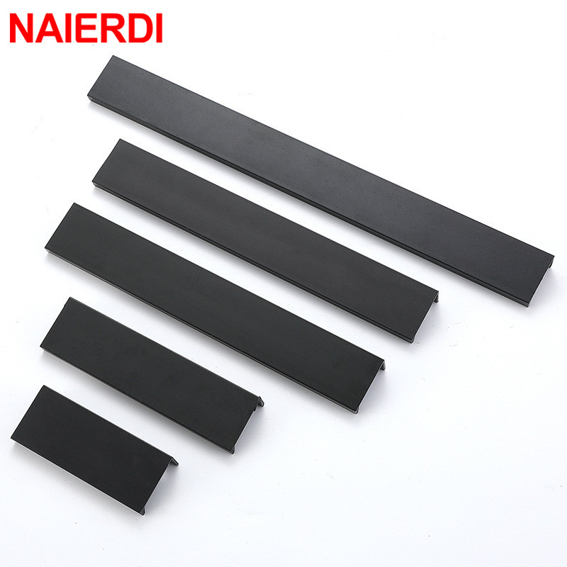 Naierdi-アルミニウム合金のドアと引き出しのハンドル, - Furniture Hardware Black のレビューと価格