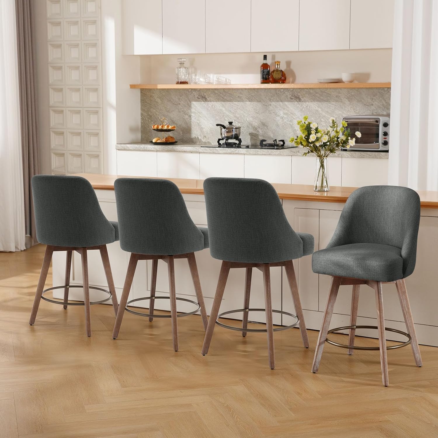 ty-カウンターハイトバースツール4個セット、モダンなミッド - Furniture Leg Set のレビューと価格