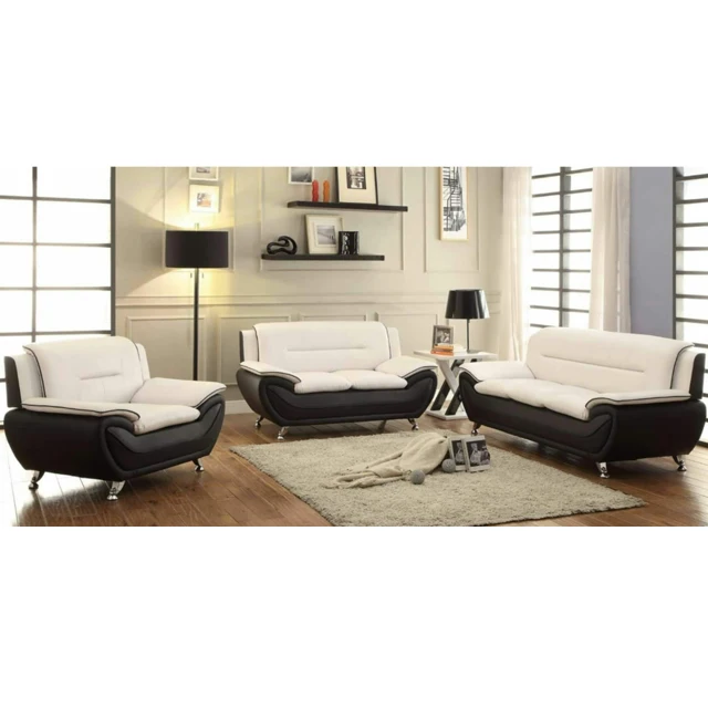 黒と白のソファセット、モダンなリビングルーム家具、2人掛け、 - Furniture Leg Set のレビューと価格
